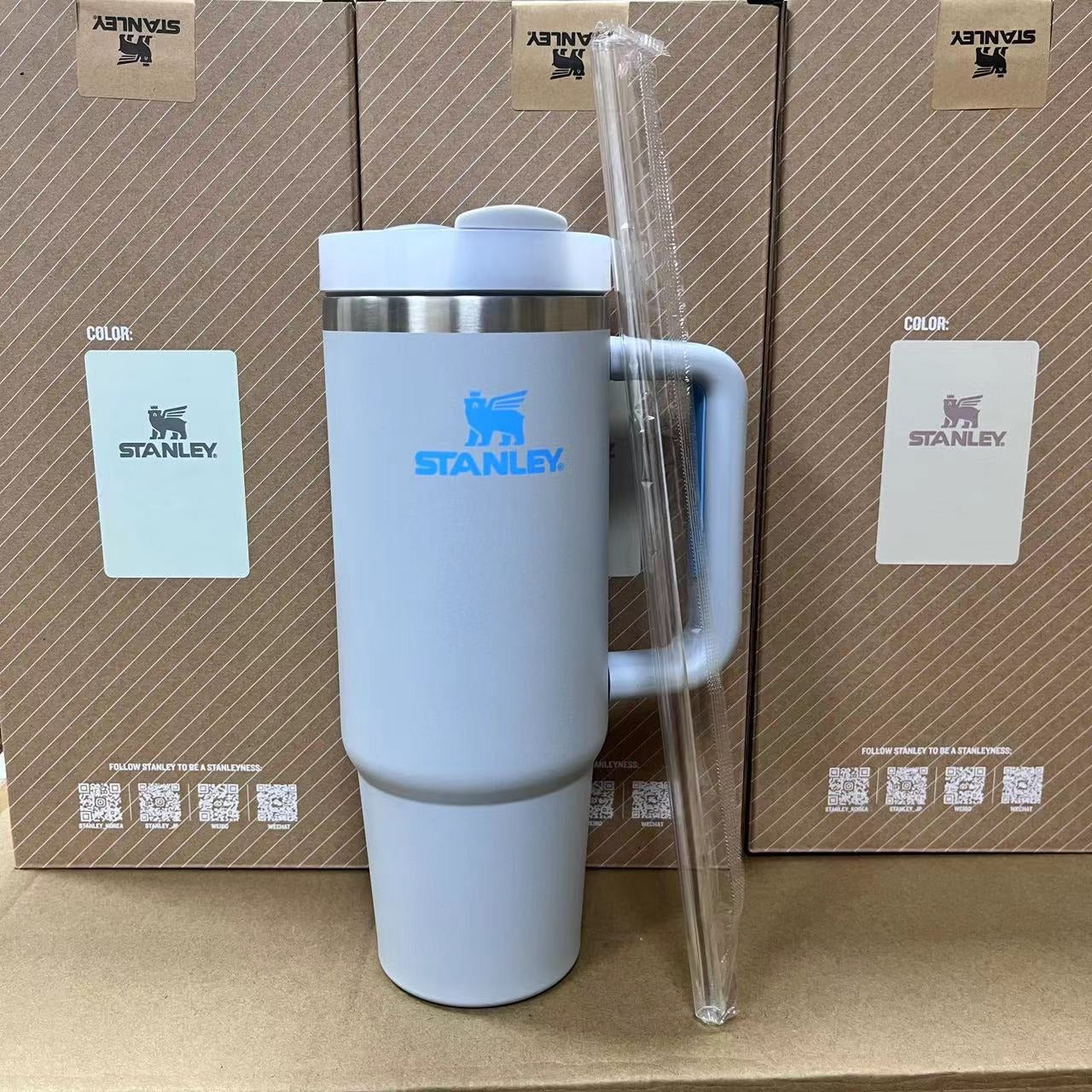 Stanley Tumbler with Handle Straw Lid Stainless Steel 30oz Vacuum Insulated Car Mug Double Wall Thermal Iced Travel Cup
