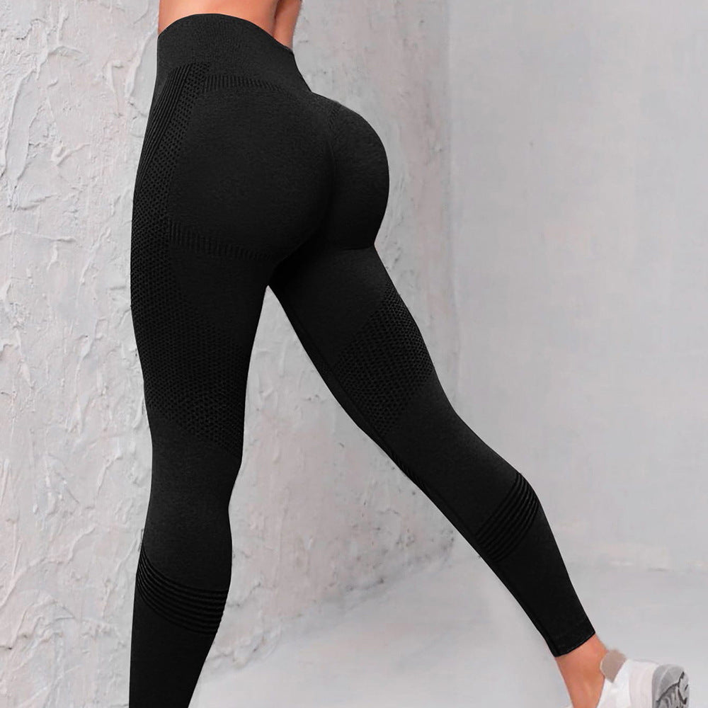 Nahtlose Yogahosen mit hoher Taille für Damen, einfarbig, gepunktet, gestreift, mit Po-Lifting-Leggings, Fitness, Laufen, Sport, Fitnessstudio, Legging-Outfits