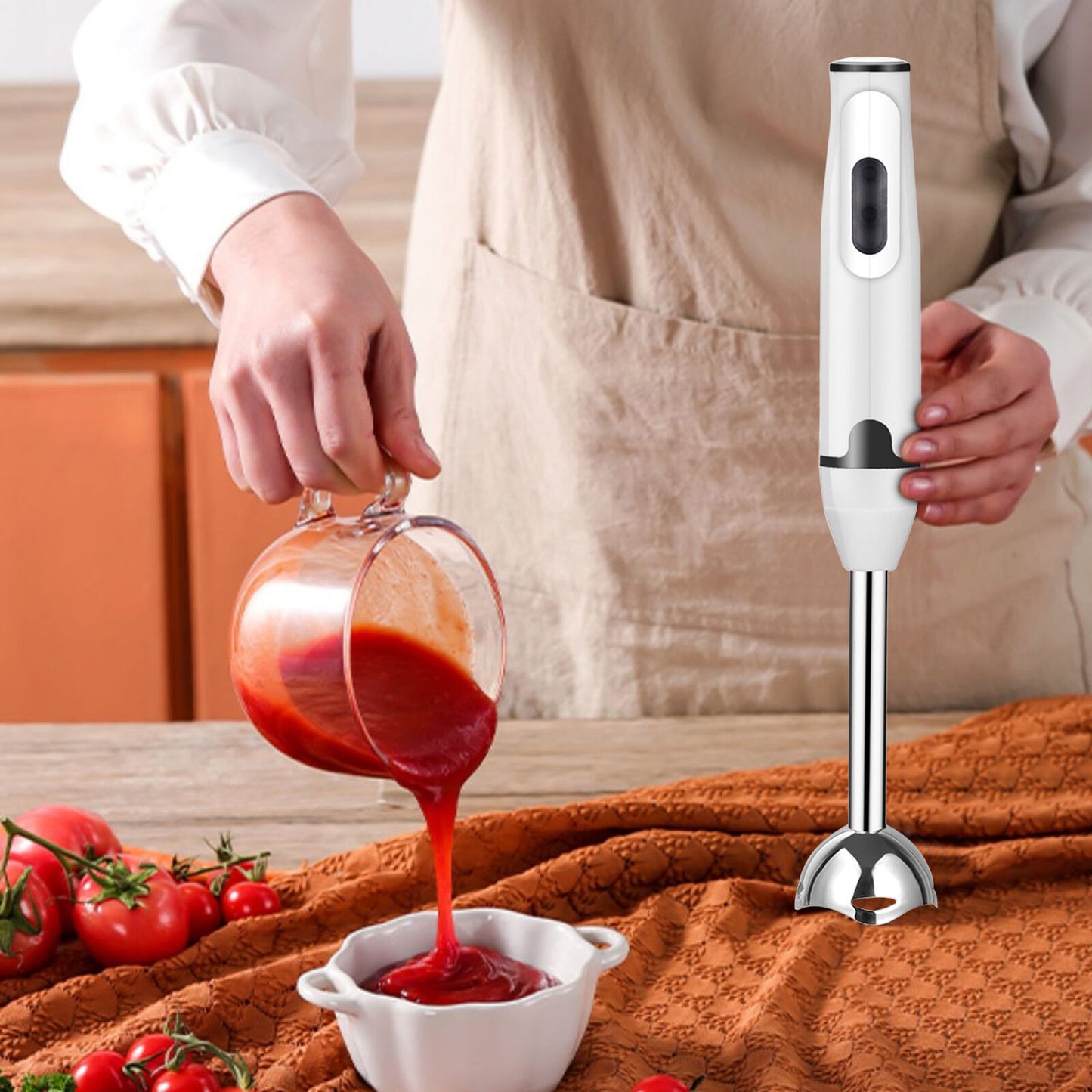 Stabmixer, 400 W, elektrischer Stabmixer, Curry-Püree, Küchenmaschine und Mixer