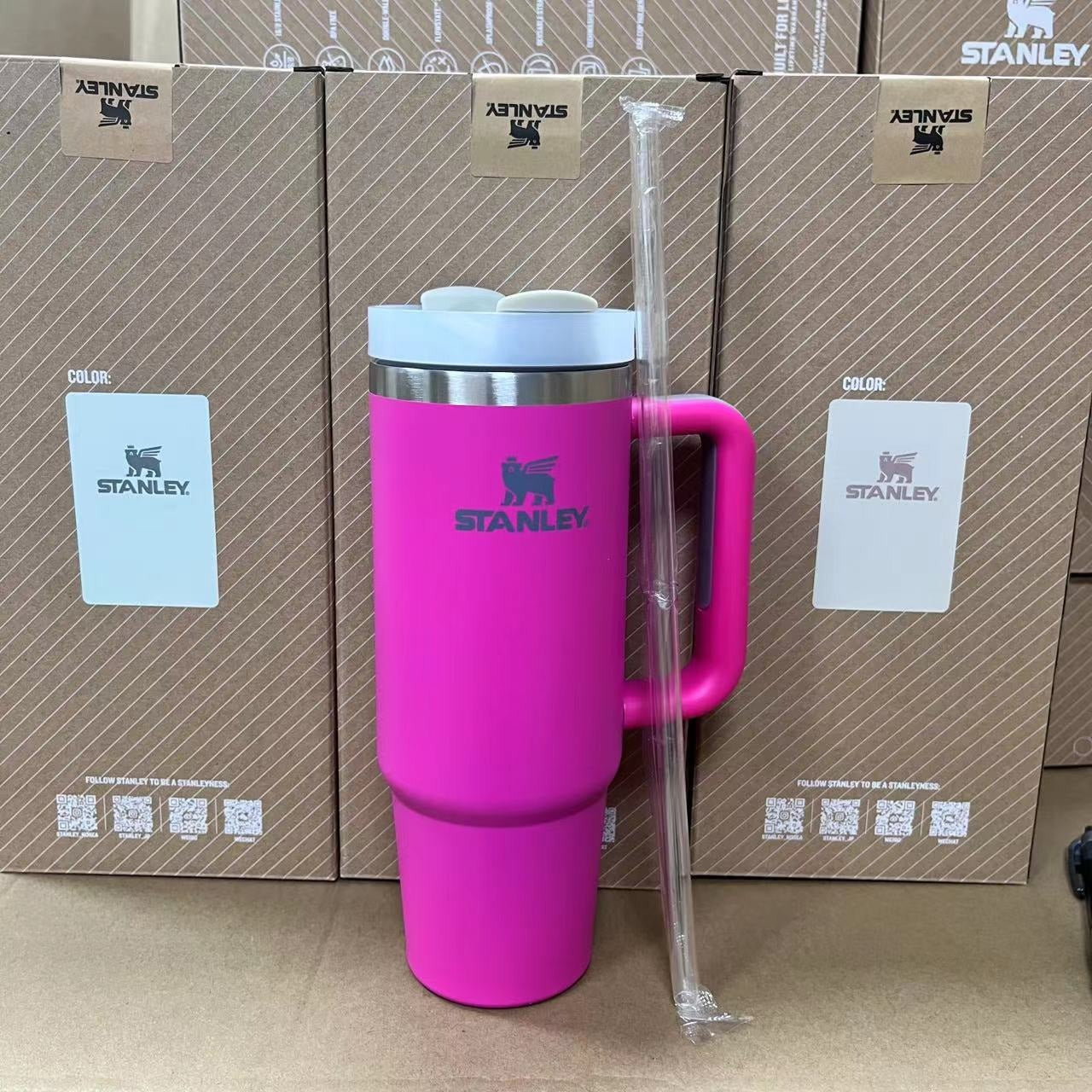 Stanley Tumbler with Handle Straw Lid Stainless Steel 30oz Vacuum Insulated Car Mug Double Wall Thermal Iced Travel Cup