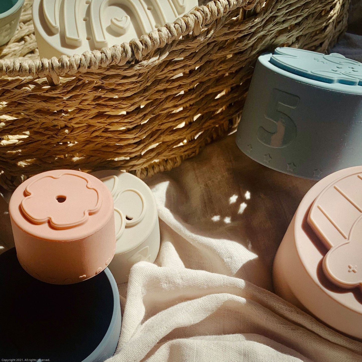 Baby Silicone Stacking Cup Parent-child Interaction Early Education Children Soft Building Blocks Toy