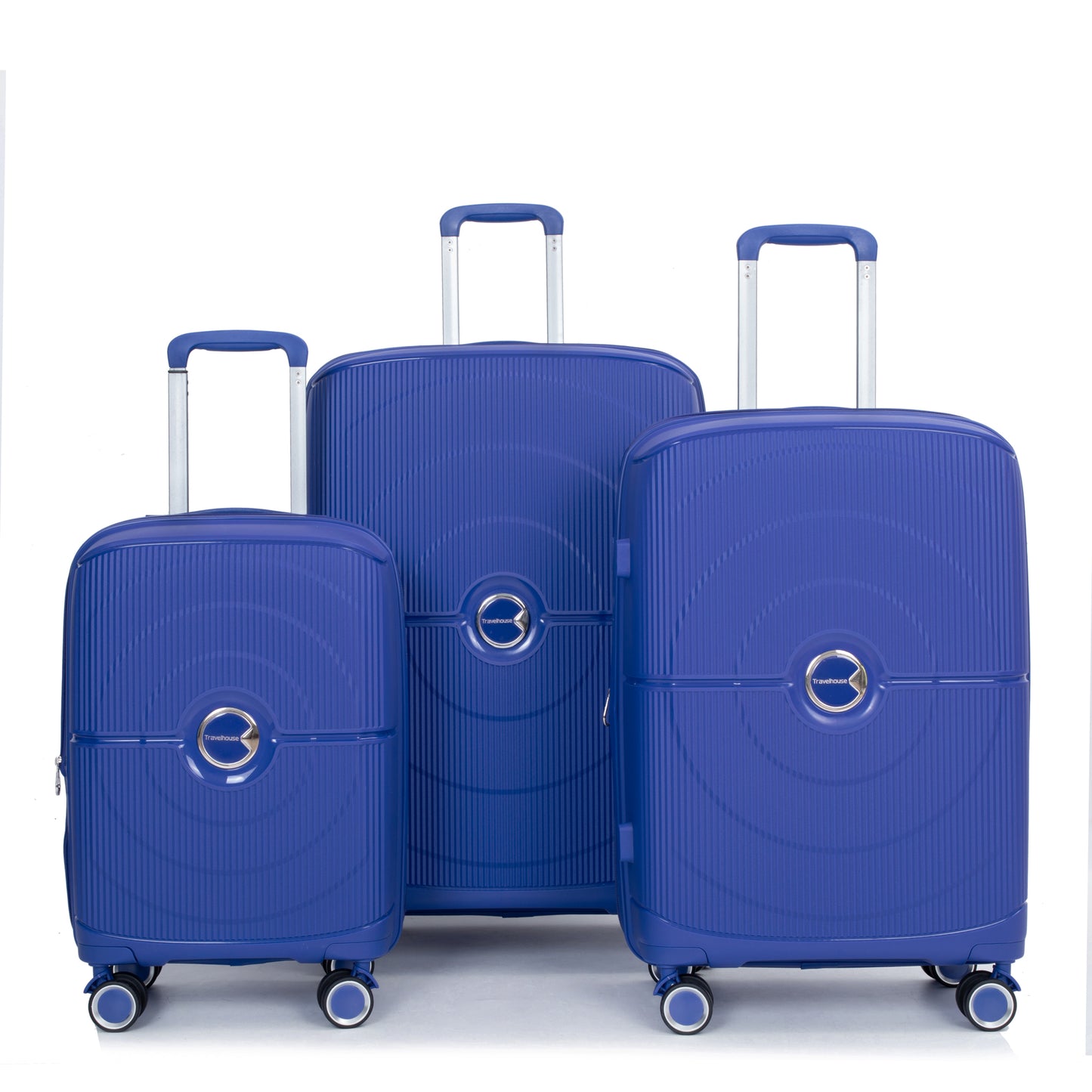 Erweiterbarer Hartschalenkoffer mit Doppel-Spinner-Rädern, PP-Gepäcksets, leicht, langlebig, 3-teiliges Set (20/24/28), Marineblau