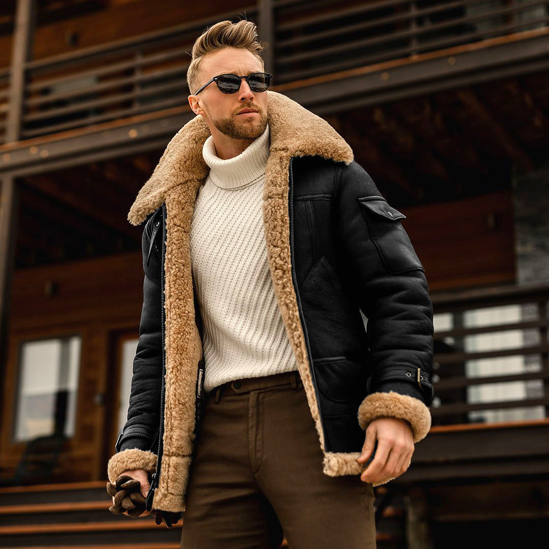 Militärische taktische Fleecejacke für Herren – warmer Wintermantel mit Pelzkragen.