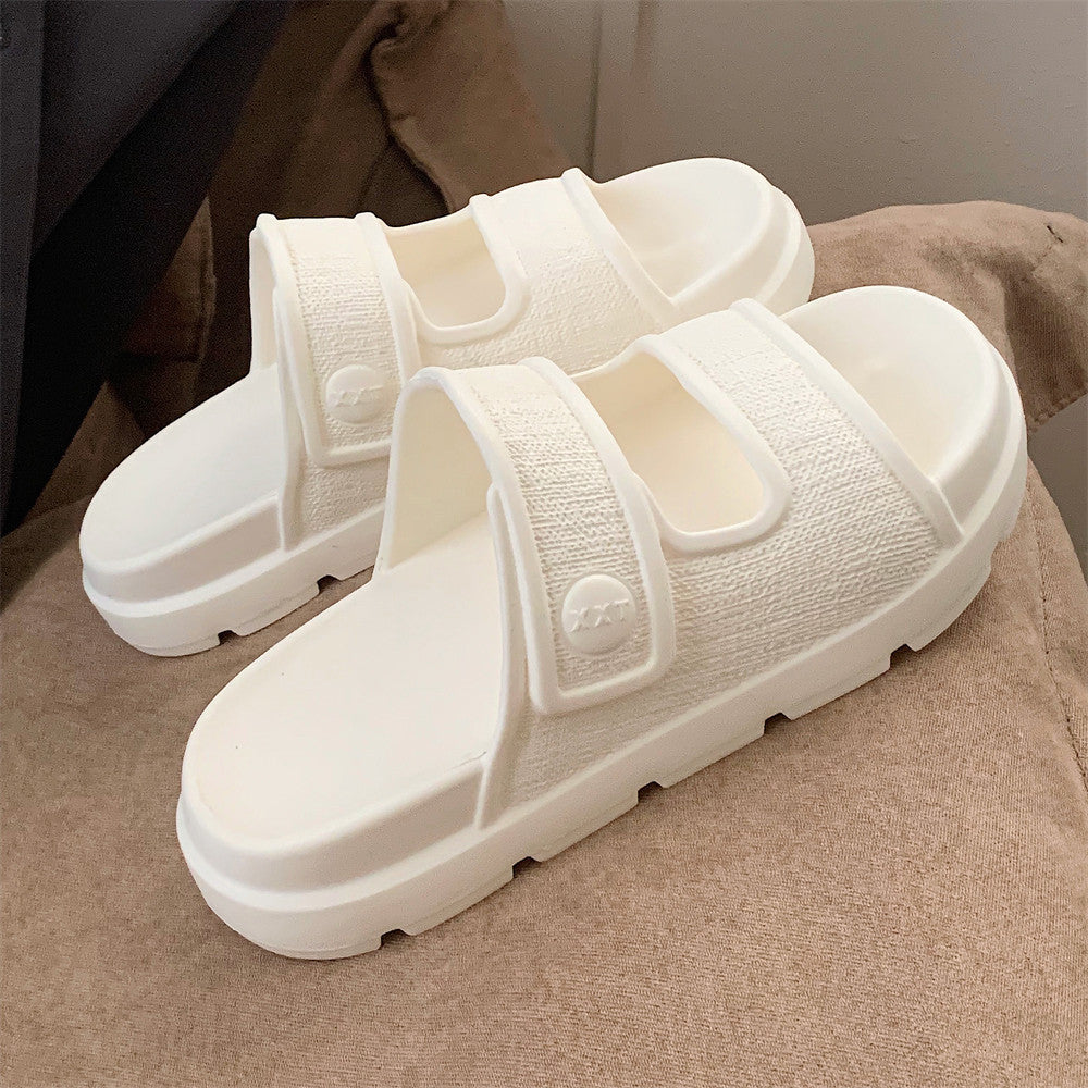 Lässige Hausschuhe mit Doppelriemen, bequeme Plateau-Strandschuhe