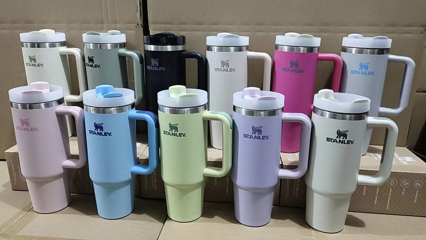 Stanley Tumbler with Handle Straw Lid Stainless Steel 30oz Vacuum Insulated Car Mug Double Wall Thermal Iced Travel Cup