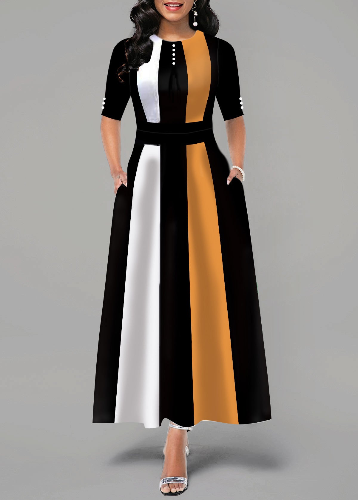 Kleid mit Reißverschluss und Farbblockdesign