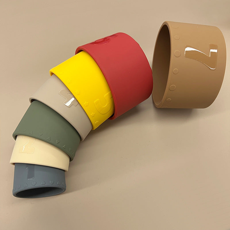Baby Silicone Stacking Cup Parent-child Interaction Early Education Children Soft Building Blocks Toy