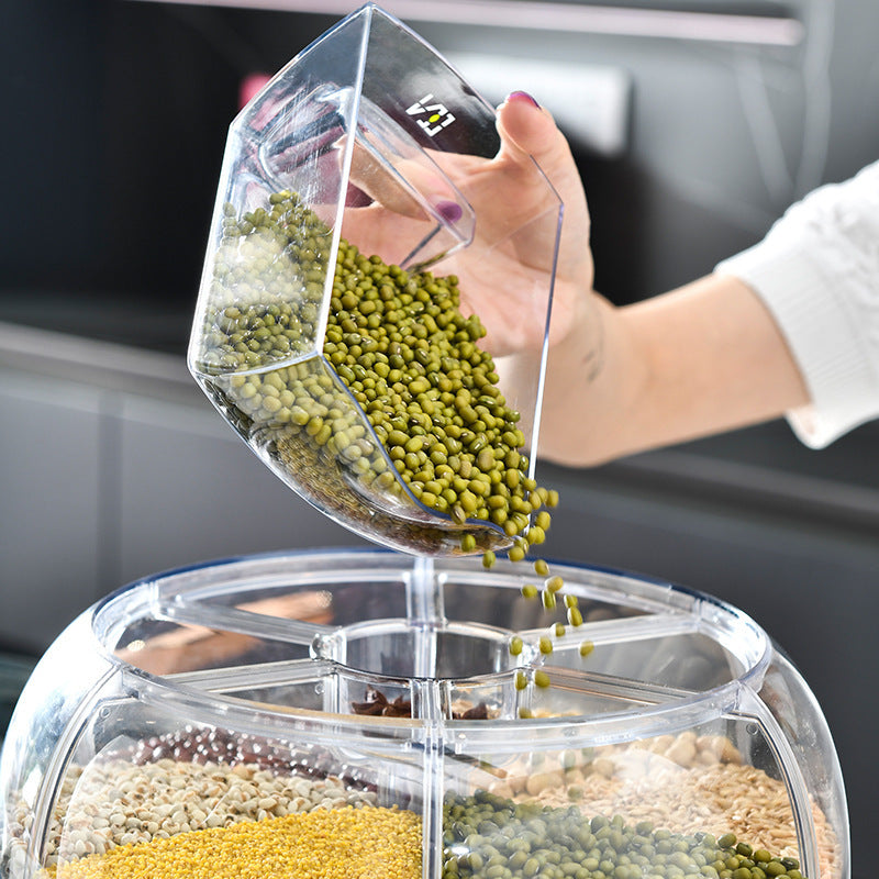 Aufbewahrungsbox für Müsli, drehbar, getrennt, versiegeltes Glas