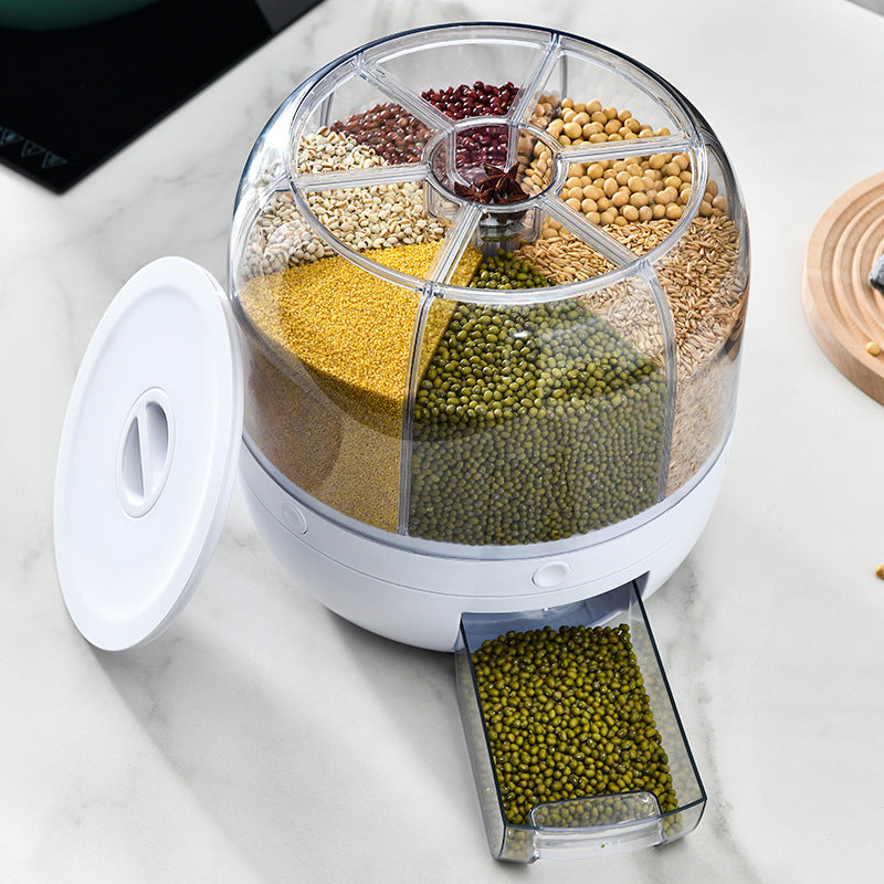 Aufbewahrungsbox für Müsli, drehbar, getrennt, versiegeltes Glas