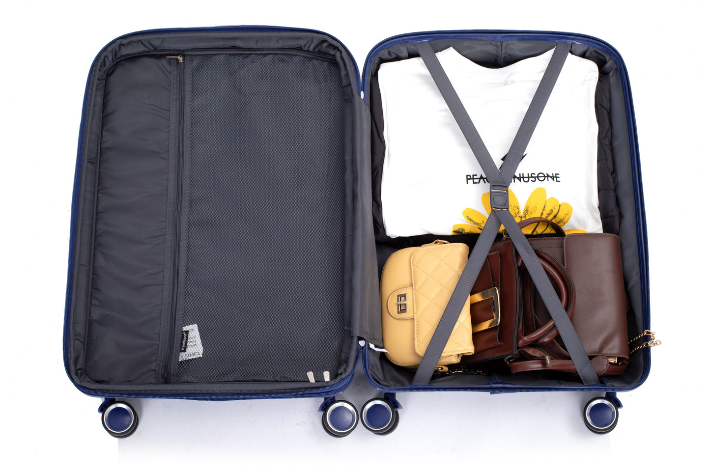Erweiterbarer Hartschalenkoffer mit Doppel-Spinner-Rädern, PP-Gepäcksets, leicht, langlebig, 3-teiliges Set (20/24/28), Marineblau