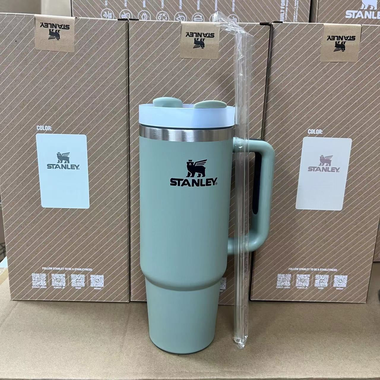 Stanley Tumbler with Handle Straw Lid Stainless Steel 30oz Vacuum Insulated Car Mug Double Wall Thermal Iced Travel Cup