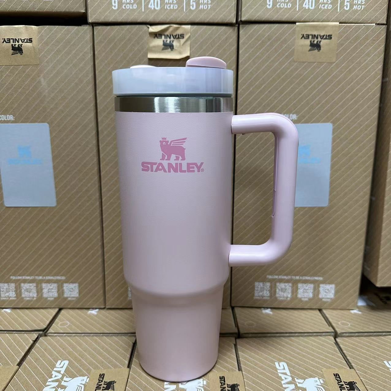 Stanley Tumbler with Handle Straw Lid Stainless Steel 30oz Vacuum Insulated Car Mug Double Wall Thermal Iced Travel Cup