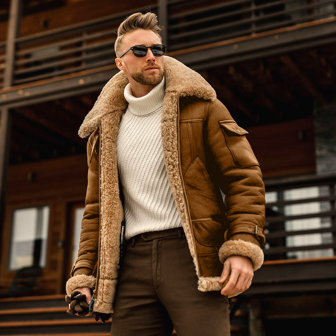 Militärische taktische Fleecejacke für Herren – warmer Wintermantel mit Pelzkragen.