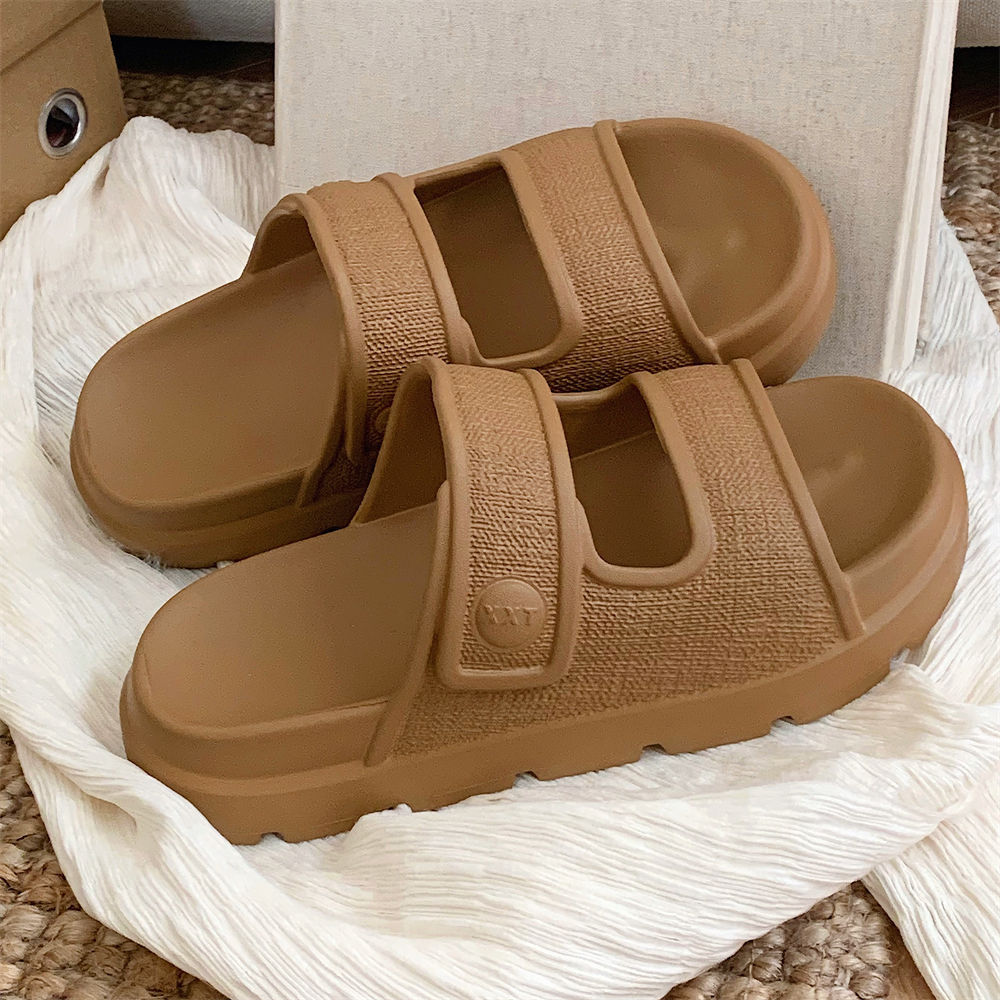 Lässige Hausschuhe mit Doppelriemen, bequeme Plateau-Strandschuhe