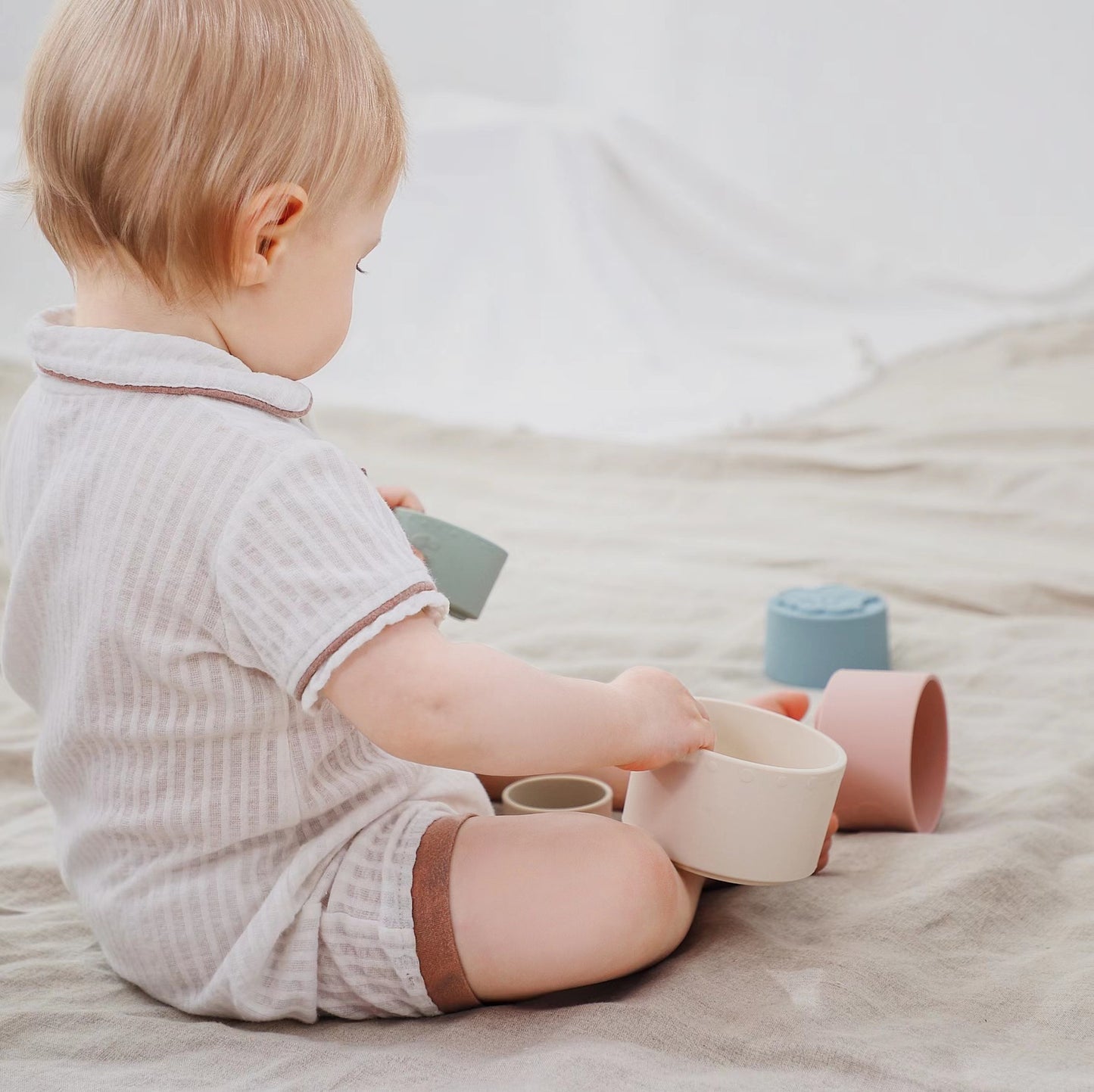 Baby Silicone Stacking Cup Parent-child Interaction Early Education Children Soft Building Blocks Toy