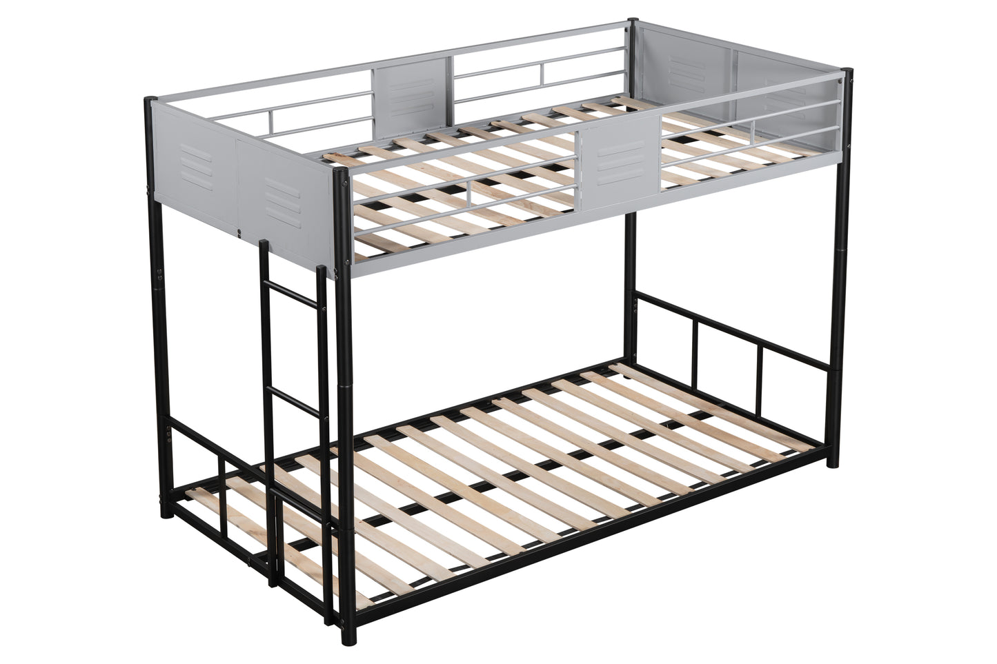 Metal twin bed with ventilation panel for noise reduction/safety guardrail/flexible space support/triple bed/CPC Certified