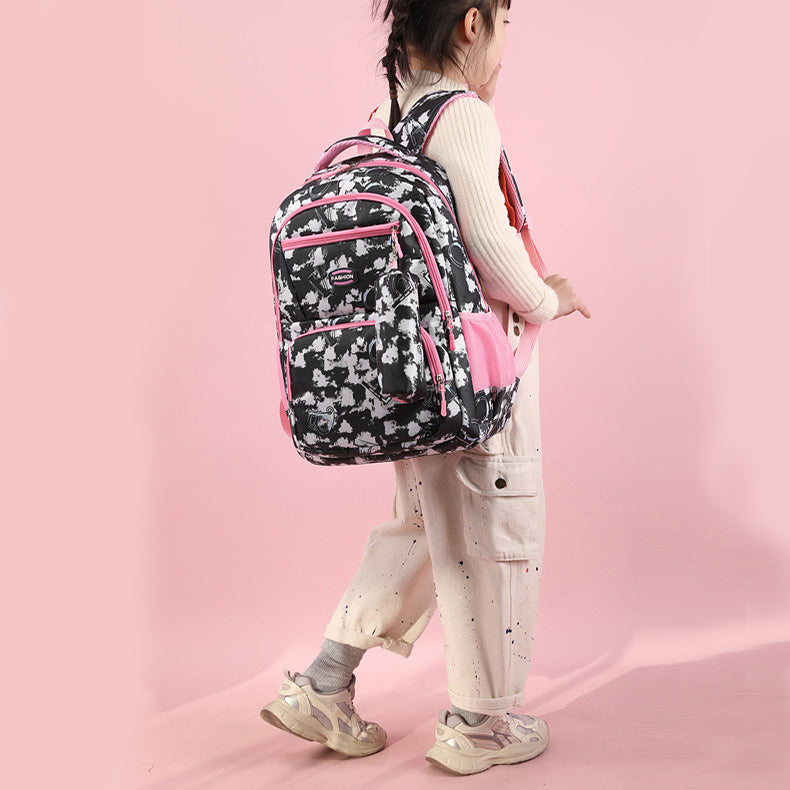 Print Backpack With Pencil Case Fsahion Sweet Primary School Students Schoolbag For Girls Boys