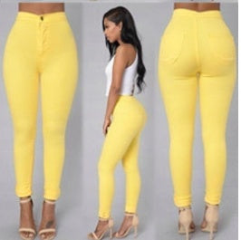 Aliexpress wish Amazon explosion Leggings thin waist stretch pencil pants tight candy colored jeans