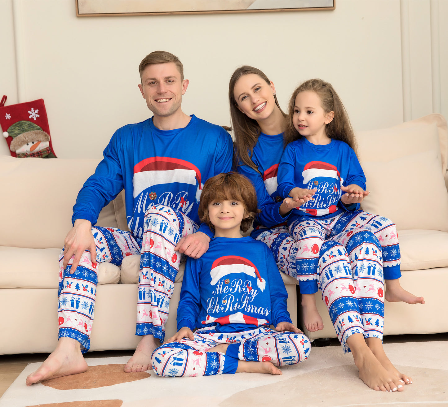 Matching Family Pajamas Sets Christmas PJ's Letter Print Top And Plaid Pants Jammies Sleepwear