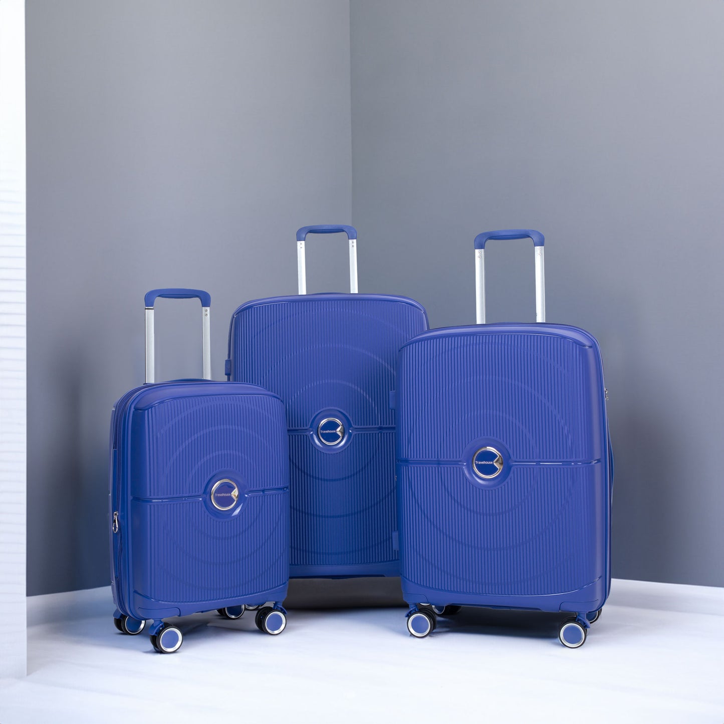 Expandable Hardshell Suitcase Double Spinner Wheels PP Luggage Sets Lightweight Durable ,3-Piece Set (20/24/28) ,Navy