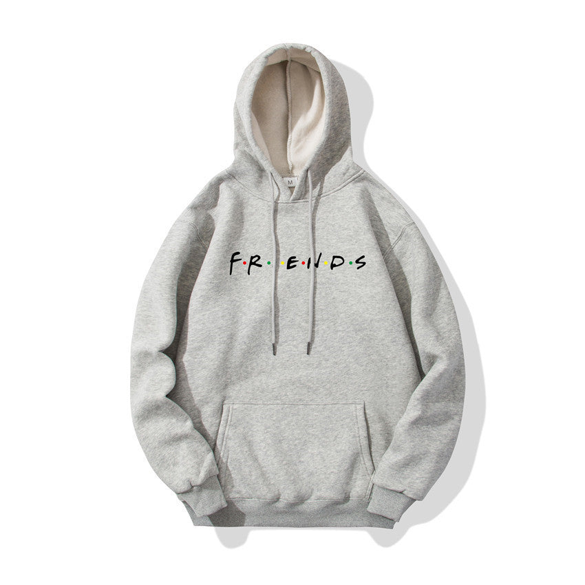 Letter Printed Men's And Women's Hoodie Plush Casual Coat