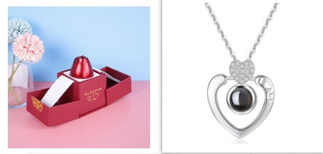 Heiße Valentinstagsgeschenke Metall Rose Schmuck Geschenkbox Halskette für Hochzeit Freundin Halskette Geschenke