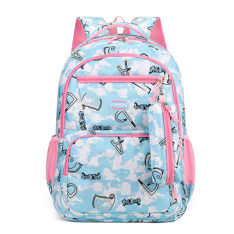 Print Backpack With Pencil Case Fsahion Sweet Primary School Students Schoolbag For Girls Boys