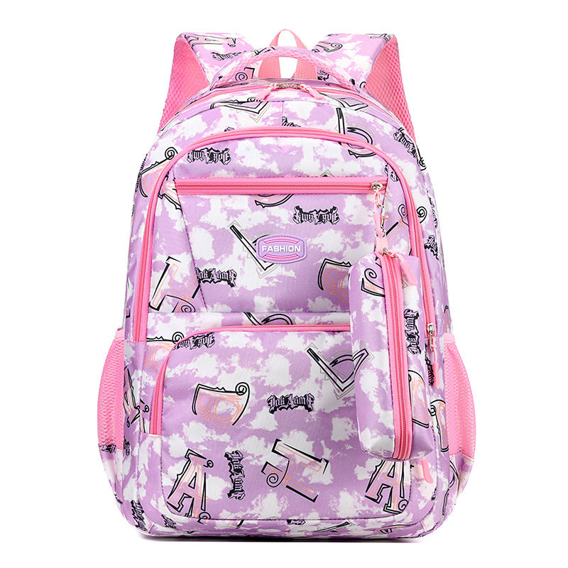 Print Backpack With Pencil Case Fsahion Sweet Primary School Students Schoolbag For Girls Boys