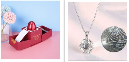 Heiße Valentinstagsgeschenke Metall Rose Schmuck Geschenkbox Halskette für Hochzeit Freundin Halskette Geschenke