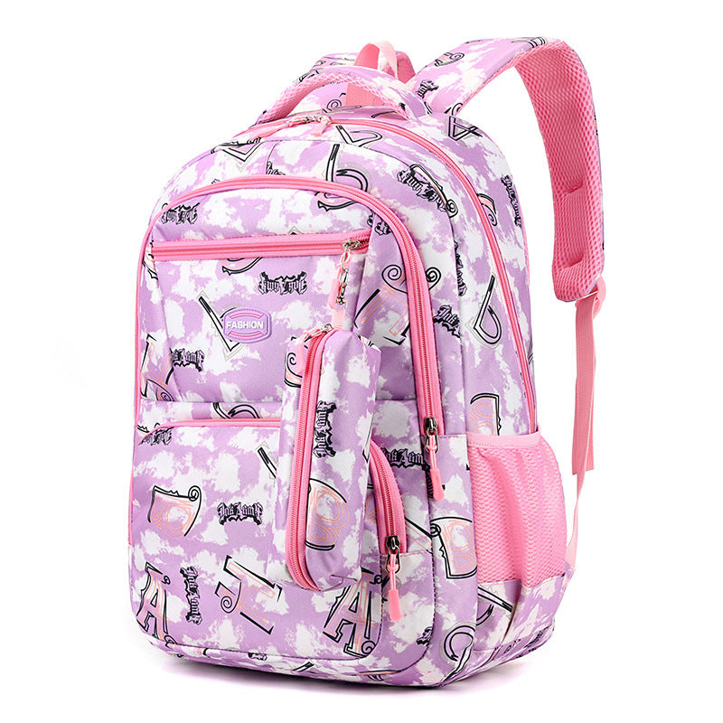 Print Backpack With Pencil Case Fsahion Sweet Primary School Students Schoolbag For Girls Boys