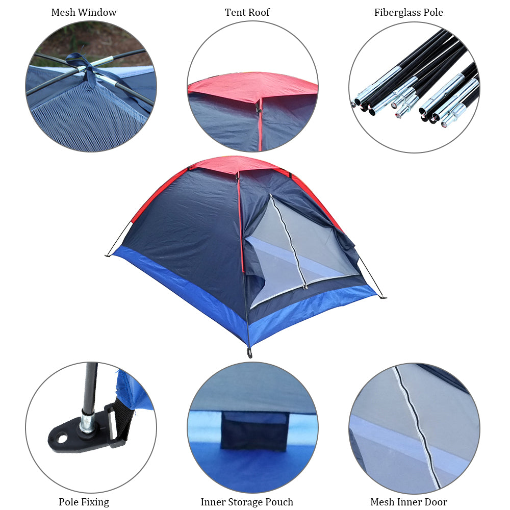 Outdoor Camping Tent 2 People Double-Layer Water Resistant Tent with Bag Portable Ultralight Backpacking Hiking Travel Tent