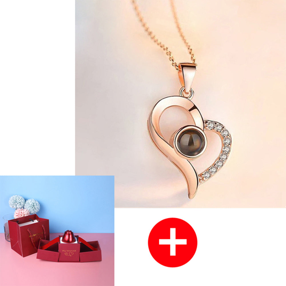 Heiße Valentinstagsgeschenke Metall Rose Schmuck Geschenkbox Halskette für Hochzeit Freundin Halskette Geschenke