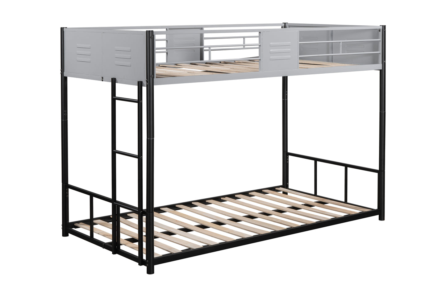 Metal twin bed with ventilation panel for noise reduction/safety guardrail/flexible space support/triple bed/CPC Certified