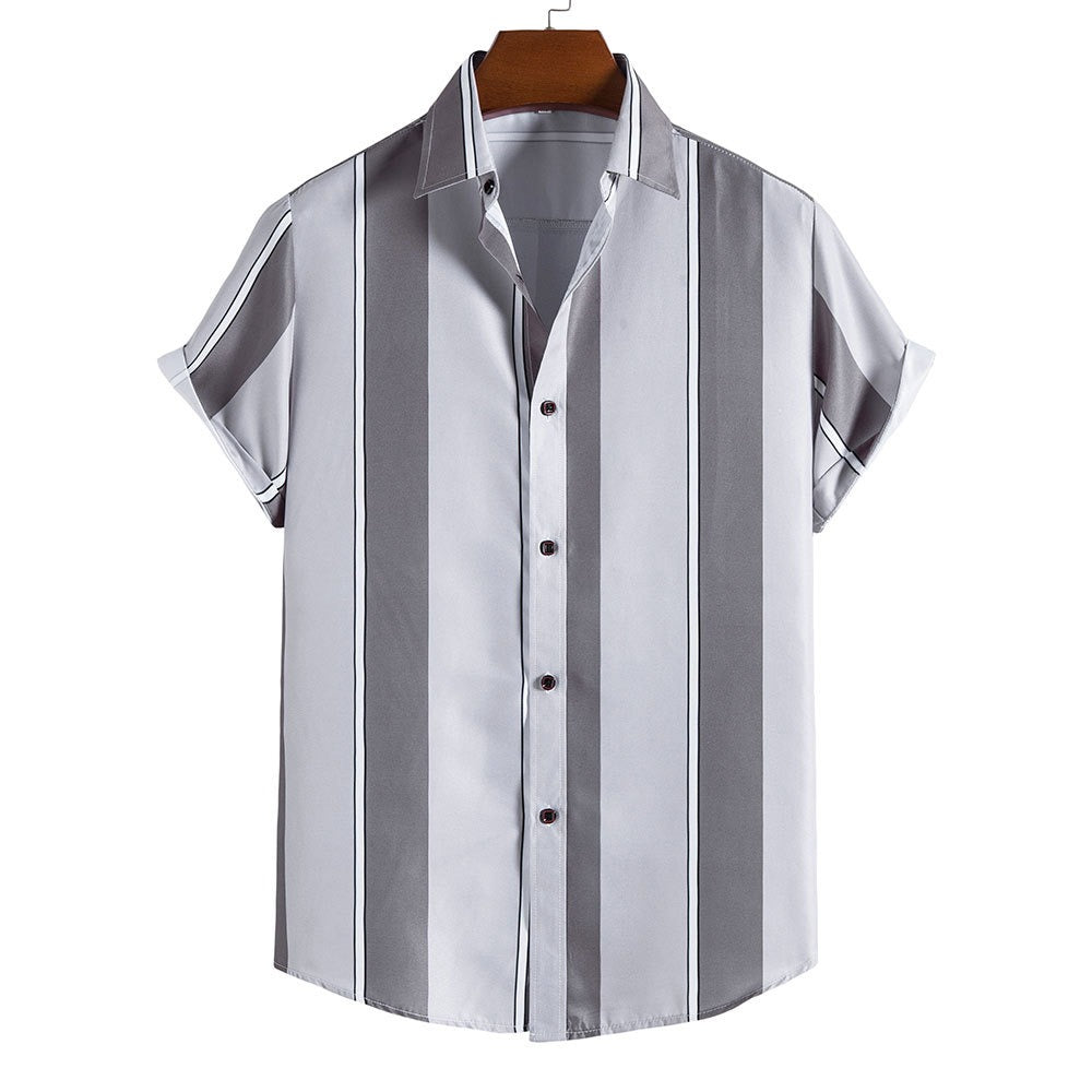 Summer men's striped short sleeved shirt Hawaiian shirt for men