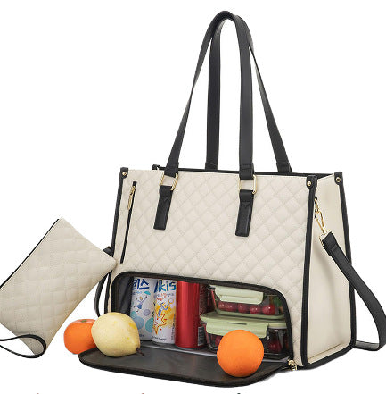 Stylish Quilted Lunch Tote – Insulated, Leak-Proof & Multi-Functional Handbag