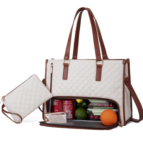 Stylish Quilted Lunch Tote – Insulated, Leak-Proof & Multi-Functional Handbag