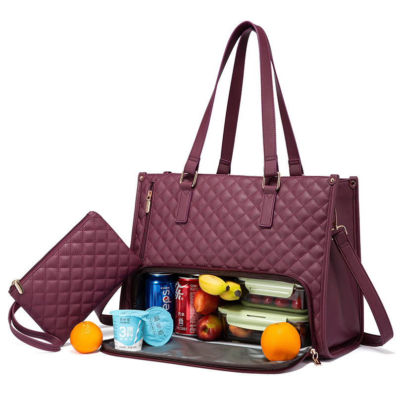 Stylish Quilted Lunch Tote – Insulated, Leak-Proof & Multi-Functional Handbag