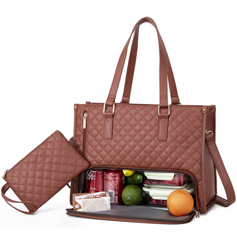 Stylish Quilted Lunch Tote – Insulated, Leak-Proof & Multi-Functional Handbag
