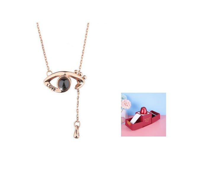 Heiße Valentinstagsgeschenke Metall Rose Schmuck Geschenkbox Halskette für Hochzeit Freundin Halskette Geschenke