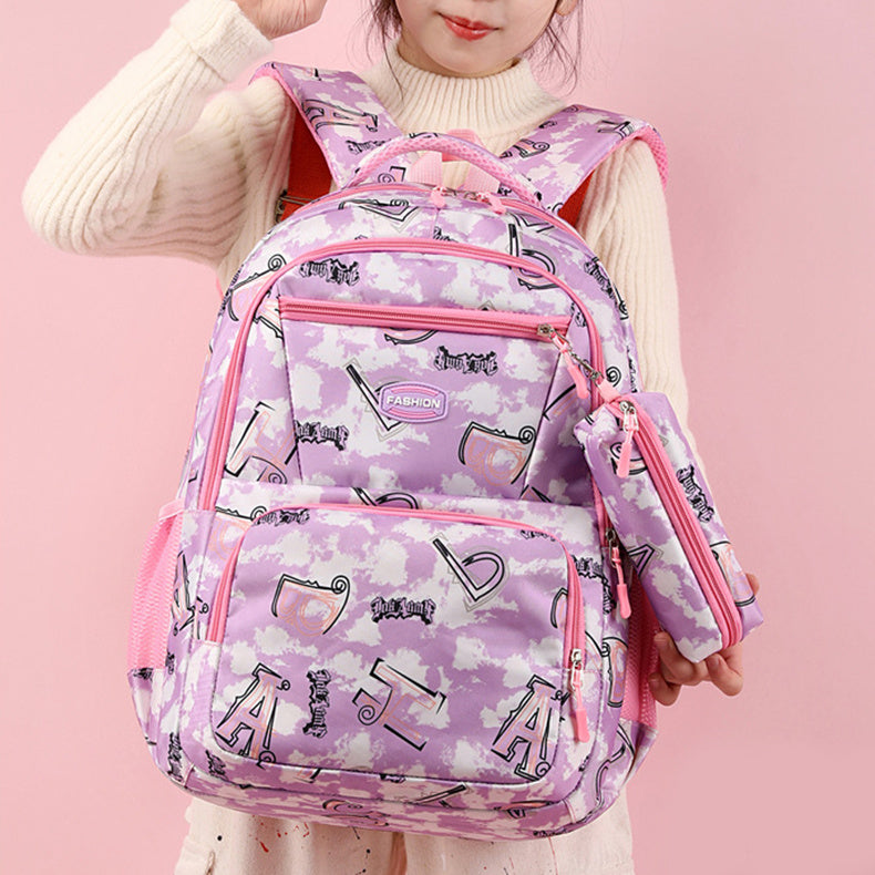 Print Backpack With Pencil Case Fsahion Sweet Primary School Students Schoolbag For Girls Boys