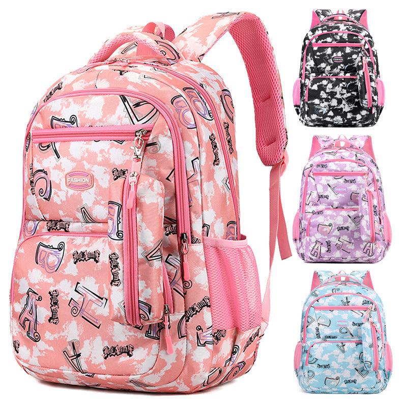 Print Backpack With Pencil Case Fsahion Sweet Primary School Students Schoolbag For Girls Boys