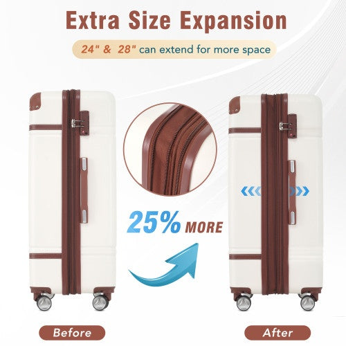 Hardshell Luggage Sets 3 Pieces 20x24 Luggages And Cosmetic Case Spinner Suitcase With TSA Lock Lightweight