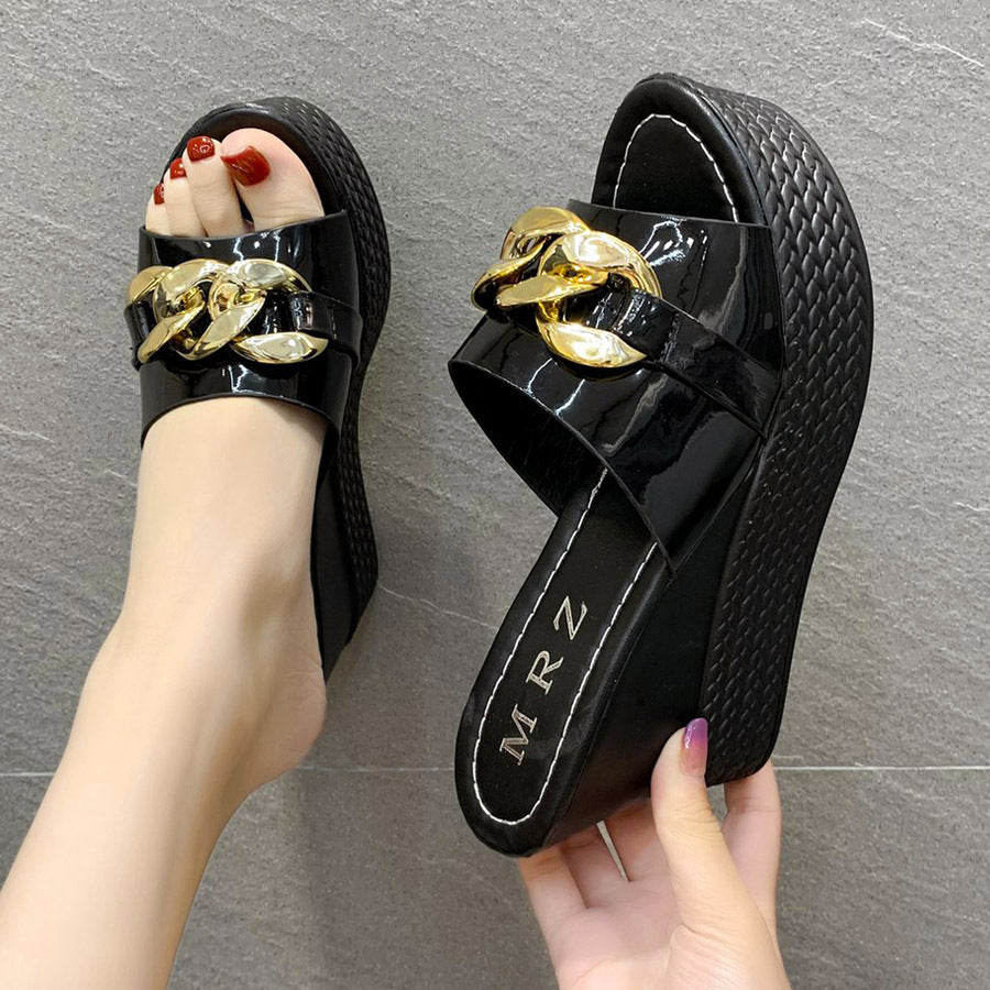 New Style Muffin Bottom Inner Heightening Sandals Hollow Fish Mouth