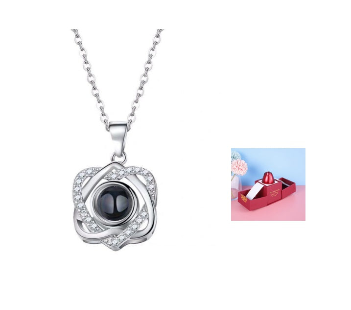 Heiße Valentinstagsgeschenke Metall Rose Schmuck Geschenkbox Halskette für Hochzeit Freundin Halskette Geschenke