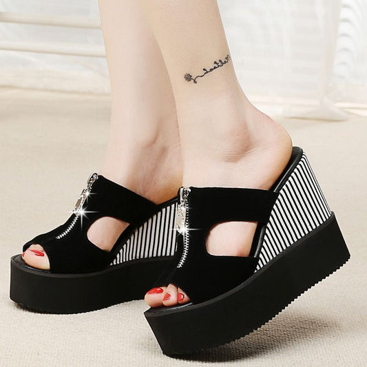 New Style Muffin Bottom Inner Heightening Sandals Hollow Fish Mouth