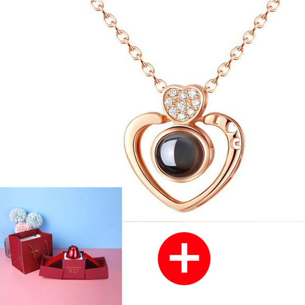 Heiße Valentinstagsgeschenke Metall Rose Schmuck Geschenkbox Halskette für Hochzeit Freundin Halskette Geschenke
